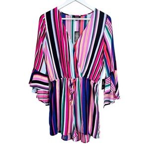 Express Multicolor Striped Flowy Lightweight Romper Women's Small NWT